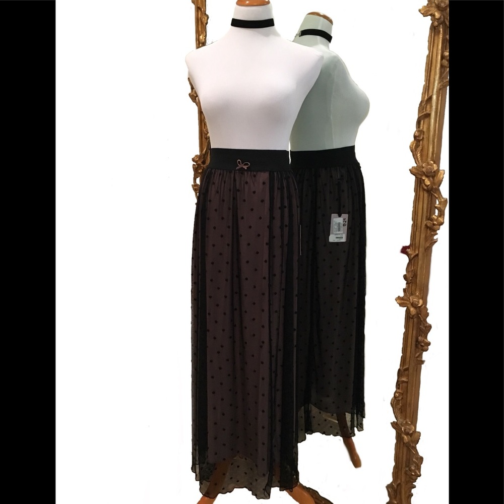 Italian Swiss dot tulle maxi skirt.